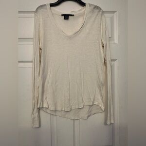 Ralph Lauren Women's V-Neck Cream Long Sleeve Top